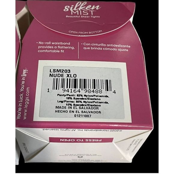 Leggs Womens Silken Mist Control Top Pantyhose/No Roll/Nude/Queen/#98488/NIB - Picture 4 of 4